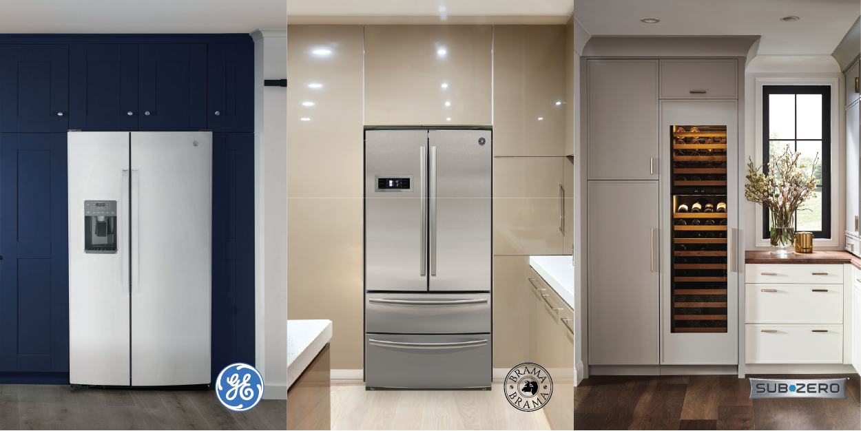 Domestic appliance image showing our refrigeration brands - GE, Brama & Sub Zero