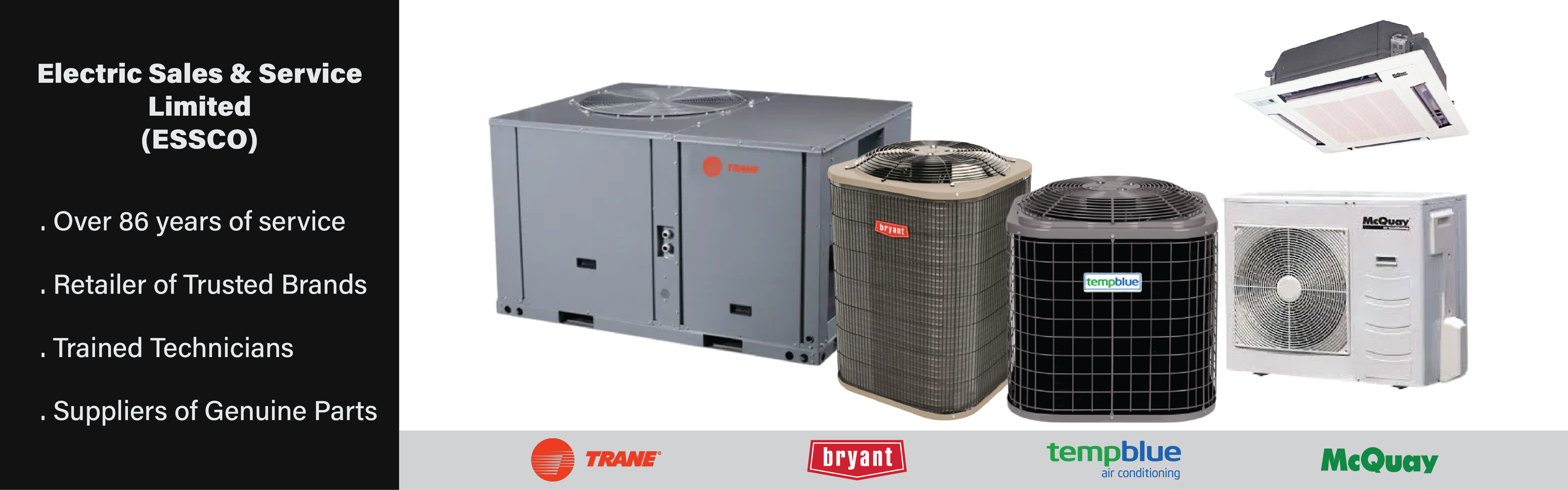 Image showcasing ESSCO's range of commercial air conditioning solutions